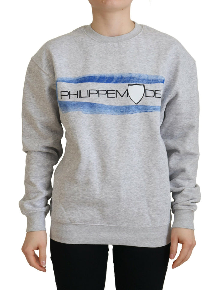 Elegant grey sweater made of printed cotton