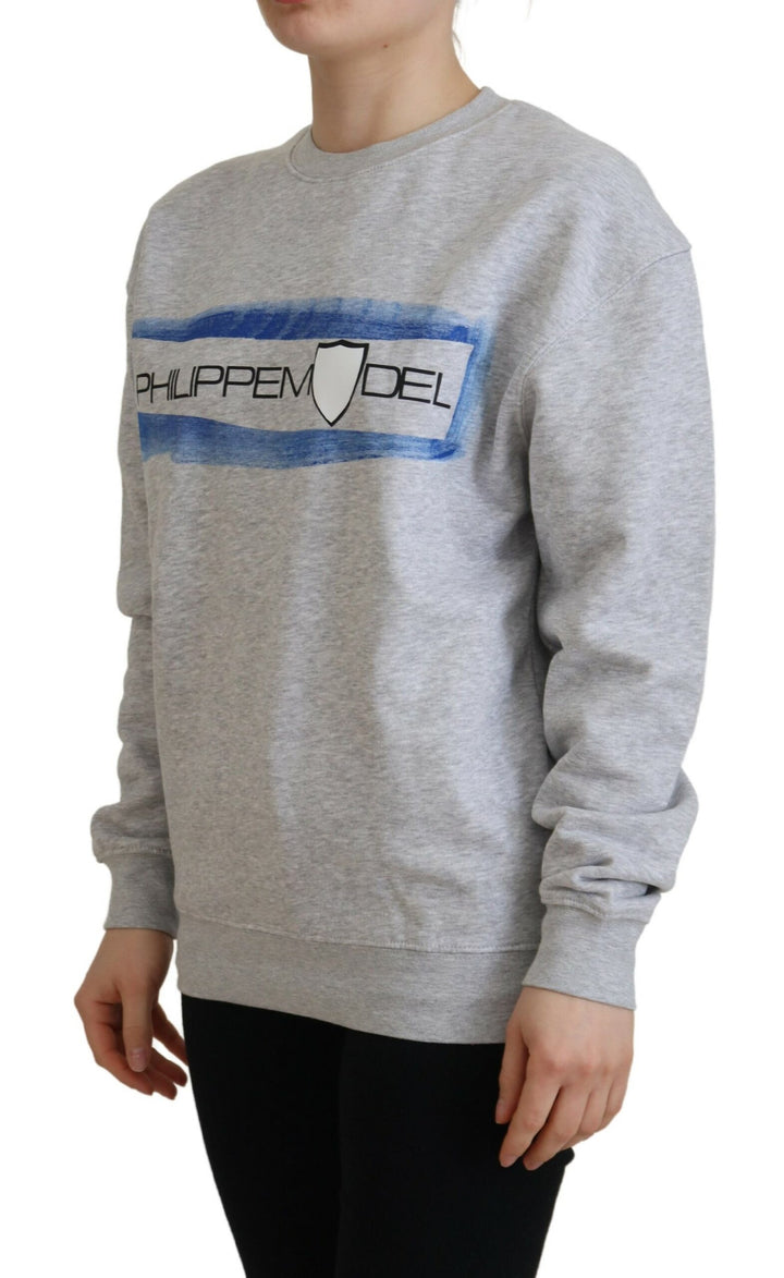 Elegant grey sweater made of printed cotton