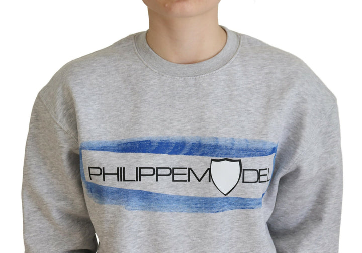 Elegant grey sweater made of printed cotton
