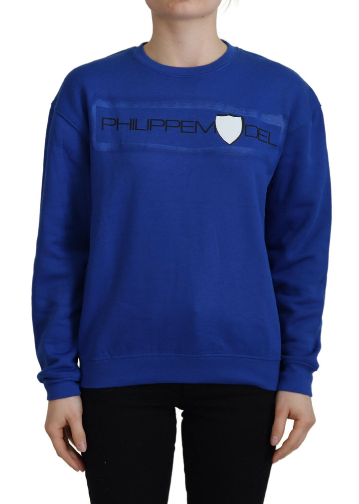 Chic blue printed long-sleeved sweater