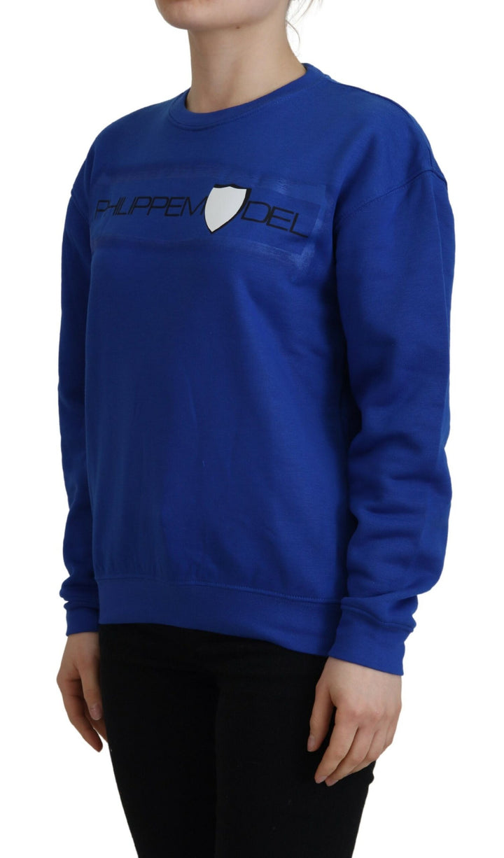 Chic blue printed long-sleeved sweater