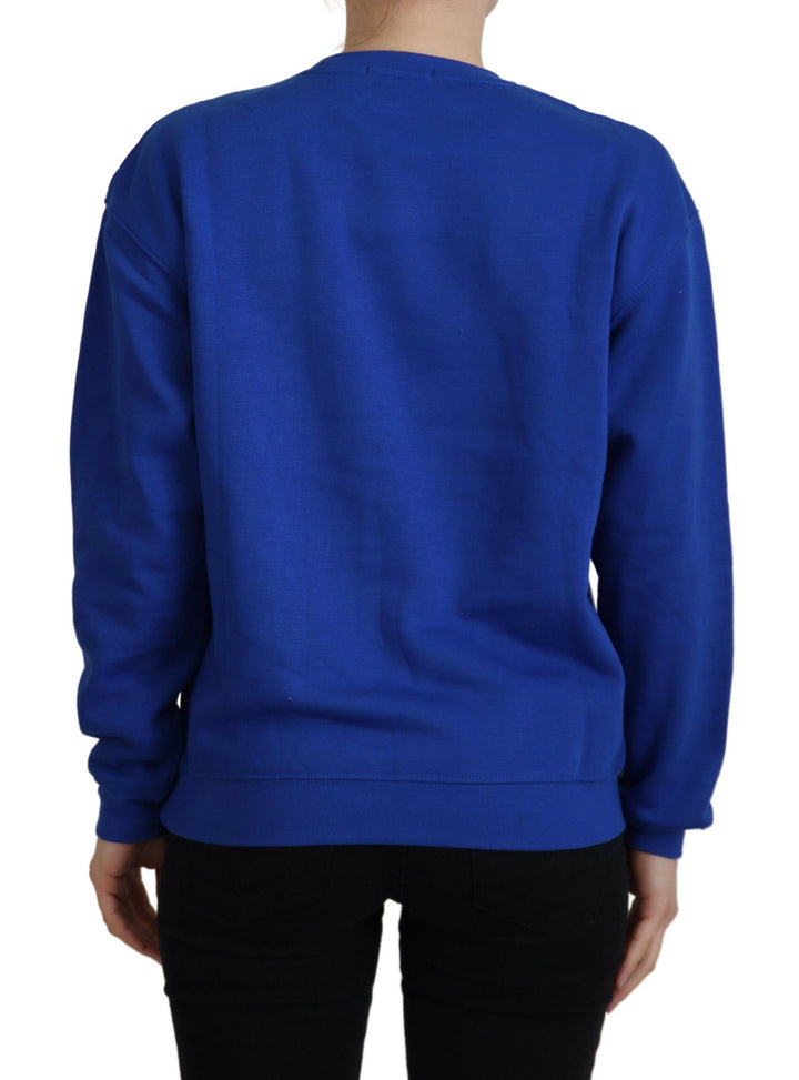 Chic blue printed long-sleeved sweater