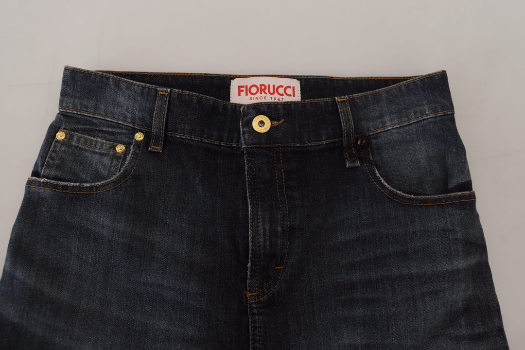 Chic dark blue mid-waist denim skirt