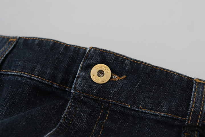 Chic dark blue mid-waist denim skirt