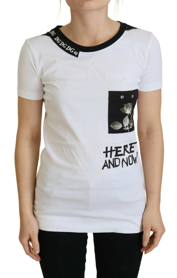 Weißes Baumwoll-T-Shirt T-Shirt mit Rundhalsausschnitt