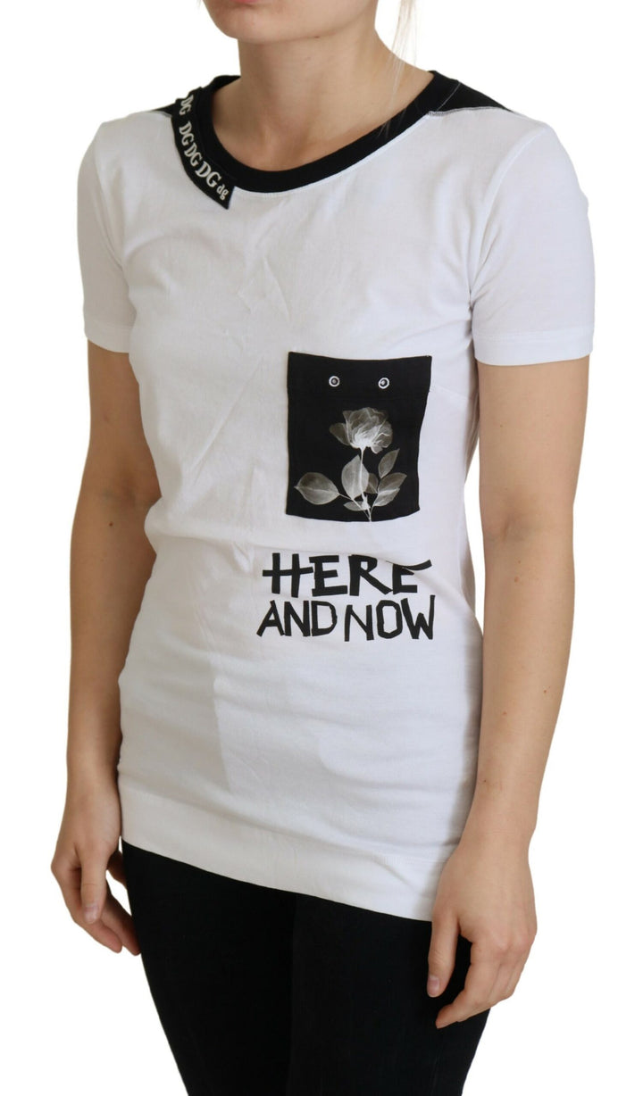 Weißes Baumwoll-T-Shirt T-Shirt mit Rundhalsausschnitt