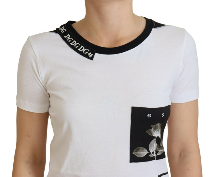 Weißes Baumwoll-T-Shirt T-Shirt mit Rundhalsausschnitt