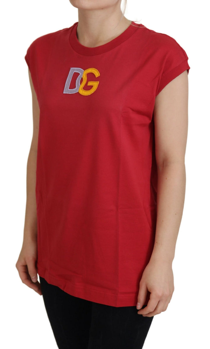 Elegant red sleeveless cotton tank top