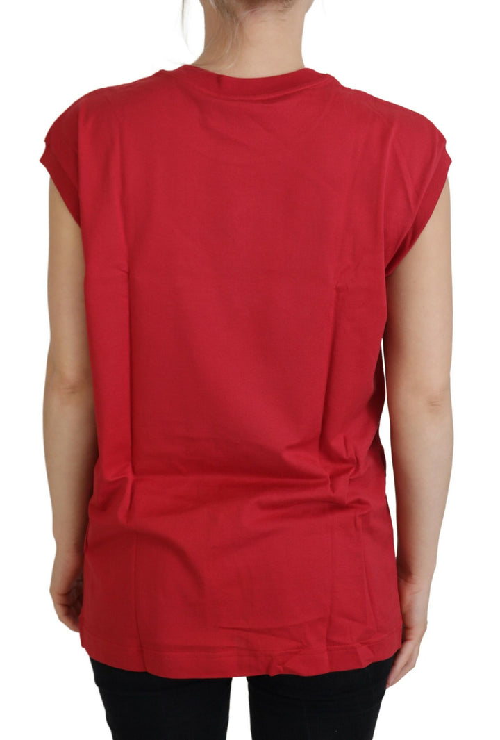 Elegant red sleeveless cotton tank top