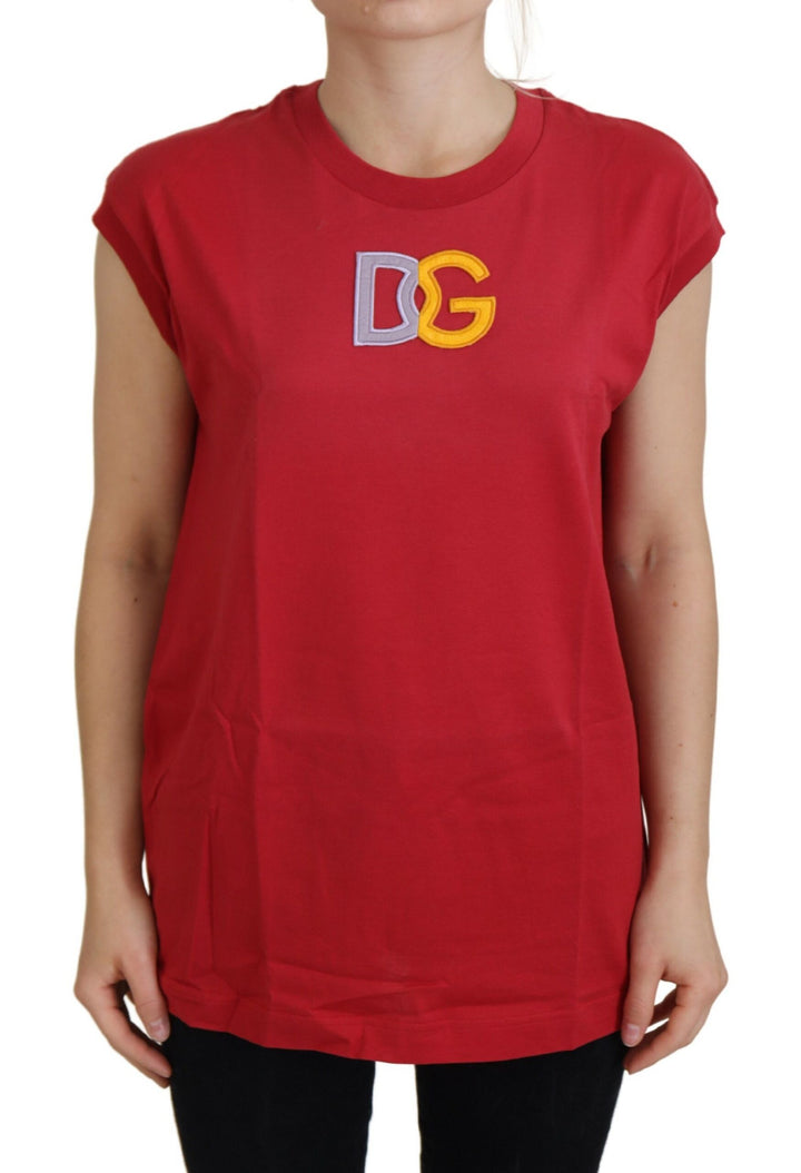 Elegant red sleeveless cotton tank top