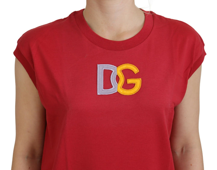 Elegant red sleeveless cotton tank top