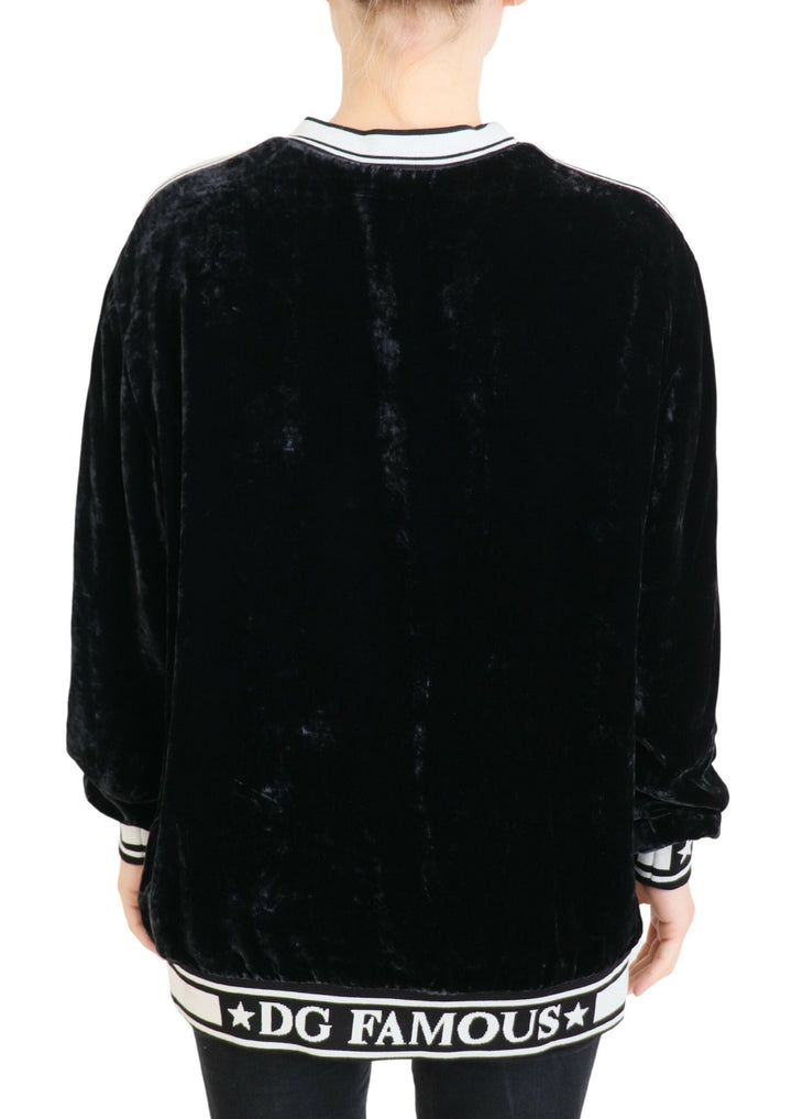 Elegant sweater made of silk blend and velvet