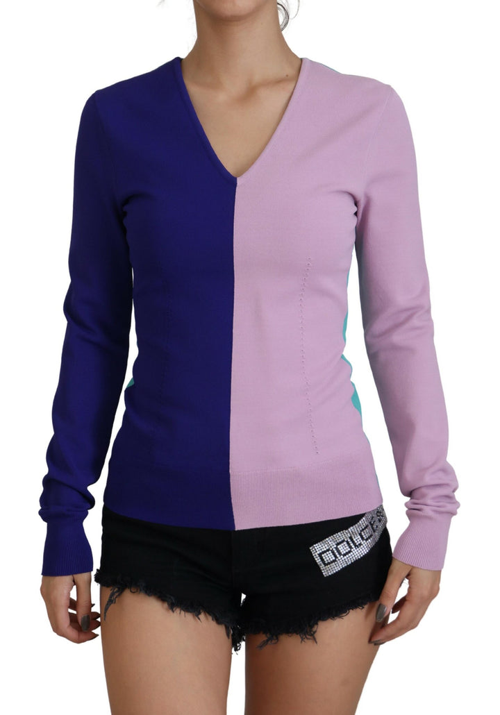 Chic multicolor sweater with V-neck