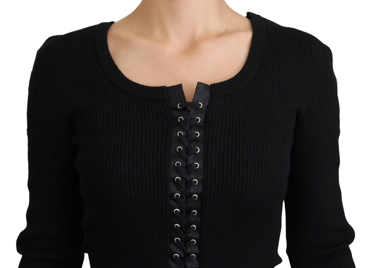Elegant black tie-dye sweater with a slim fit