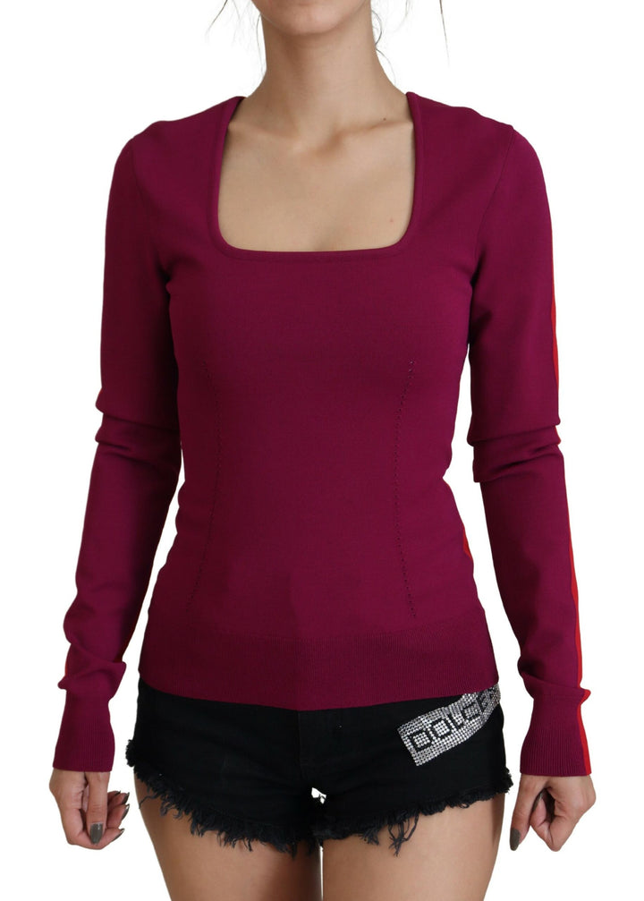 Multicolor sweater with square neckline
