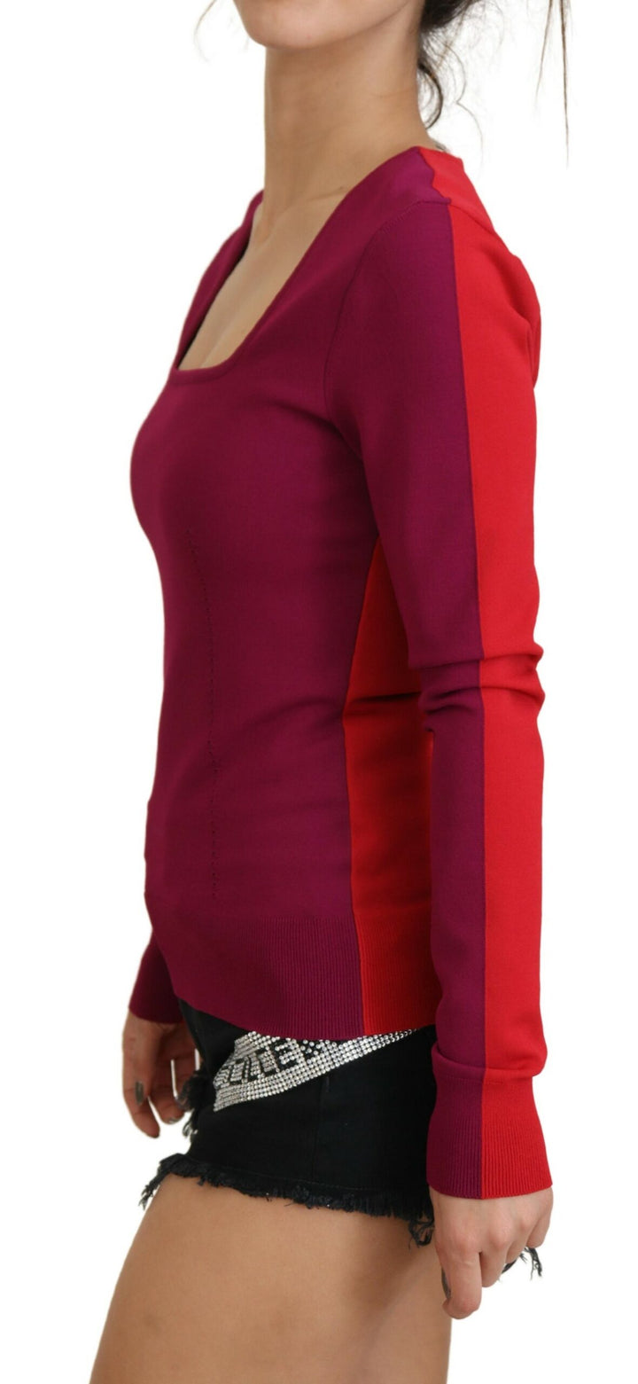 Multicolor sweater with square neckline