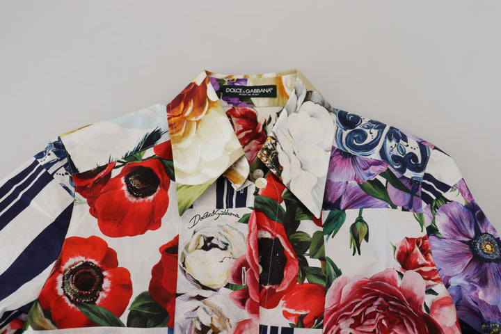 Elegant long-sleeved top made of floral cotton