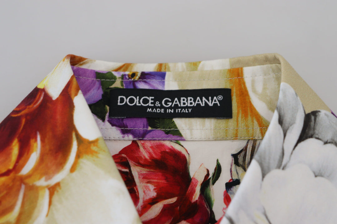 Elegant long-sleeved top made of floral cotton