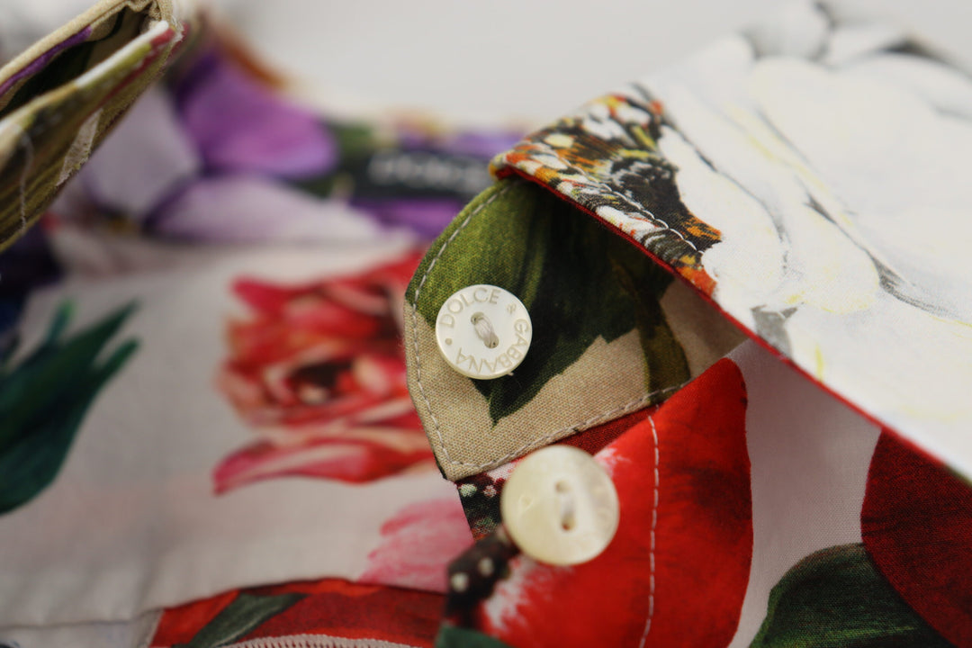 Elegant long-sleeved top made of floral cotton
