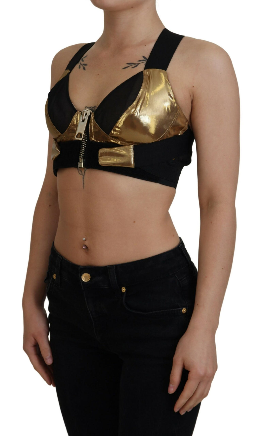 Elegant cropped top with front zip