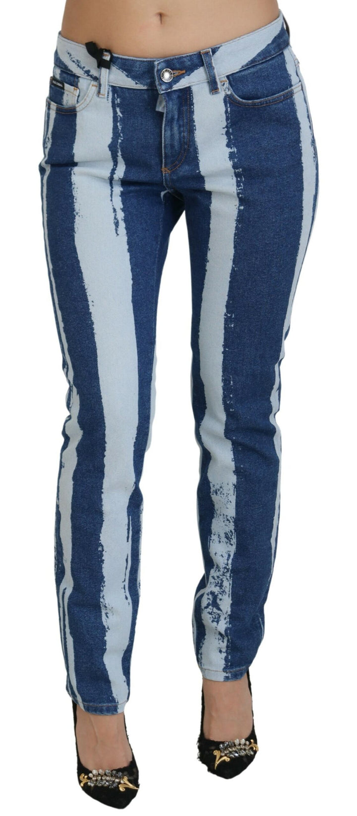 Smooth striped slim fit Italian jeans