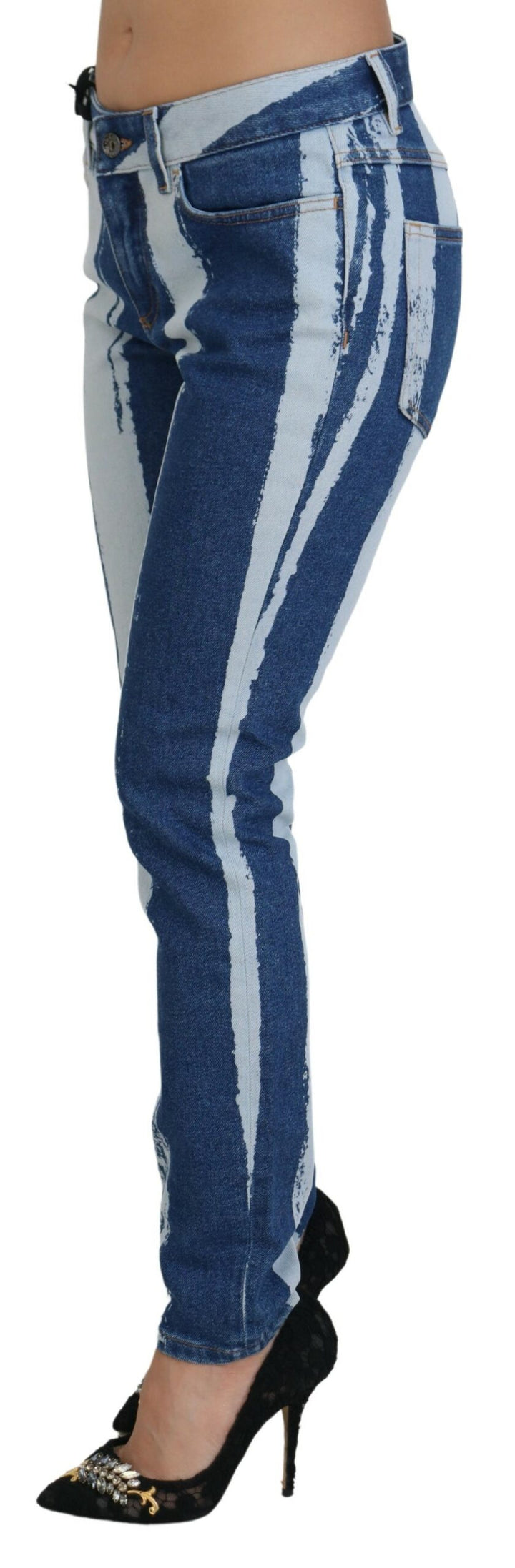 Smooth striped slim fit Italian jeans