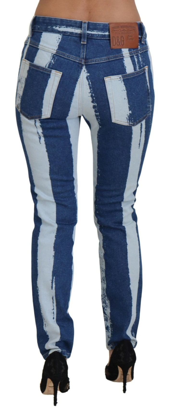 Smooth striped slim fit Italian jeans