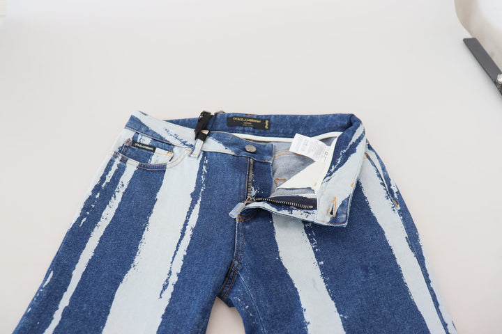 Smooth striped slim fit Italian jeans