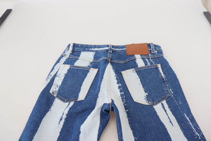 Smooth striped slim fit Italian jeans