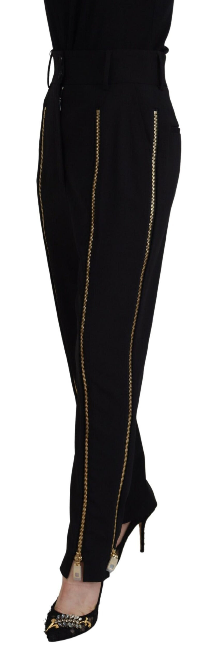Elegant tapered wool trousers with high waist