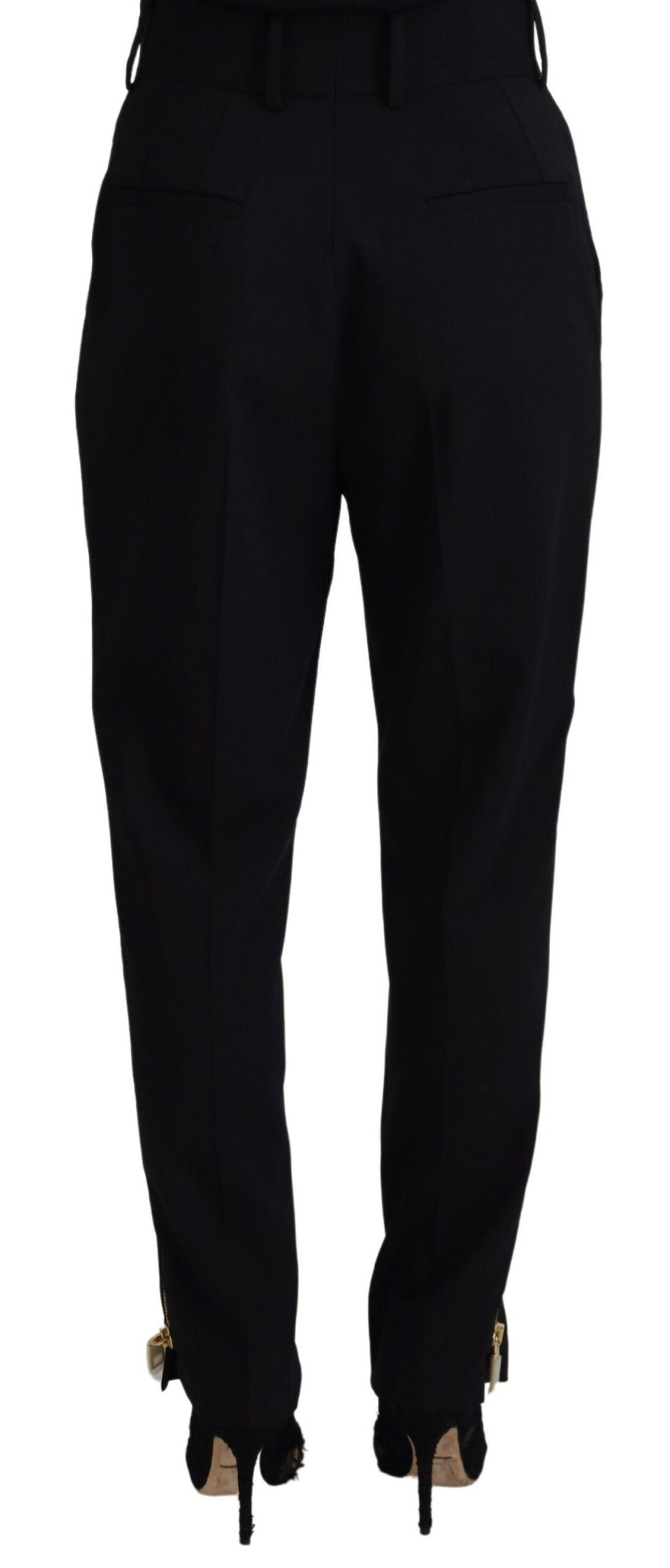 Elegant tapered wool trousers with high waist