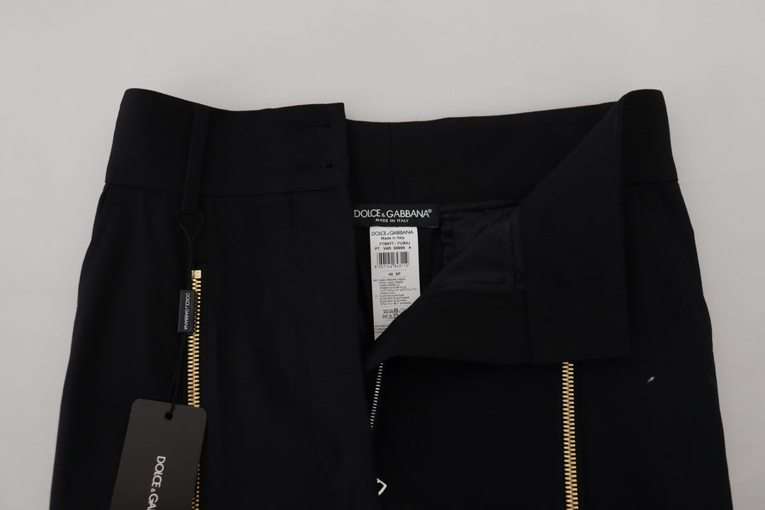 Elegant tapered wool trousers with high waist
