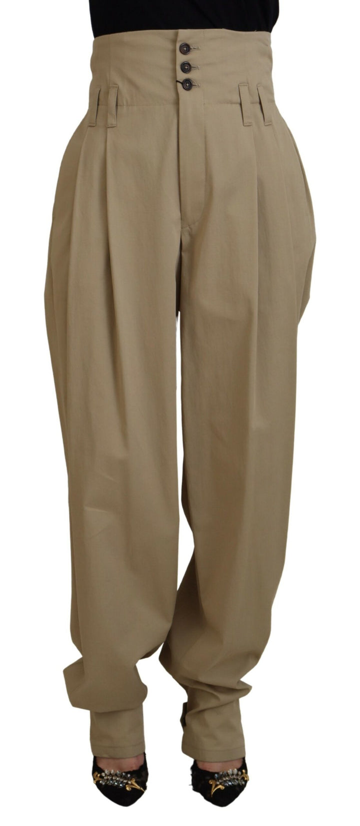 Braune, taillierte Hose aus Baumwolle mit hoher Taille