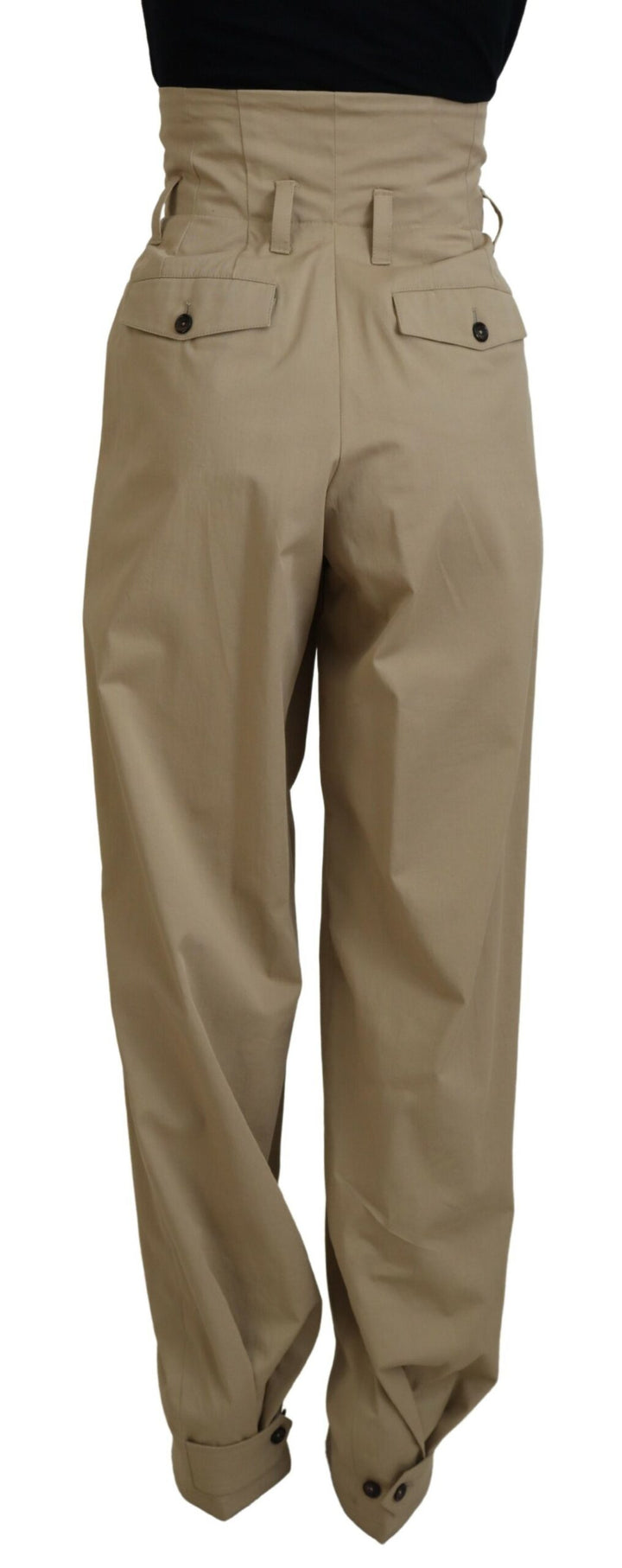 Braune, taillierte Hose aus Baumwolle mit hoher Taille