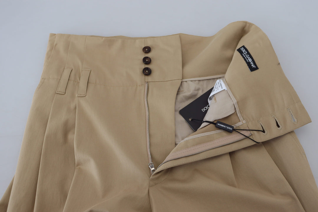 Braune, taillierte Hose aus Baumwolle mit hoher Taille