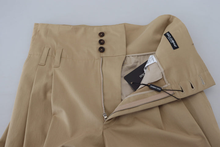 Braune, taillierte Hose aus Baumwolle mit hoher Taille