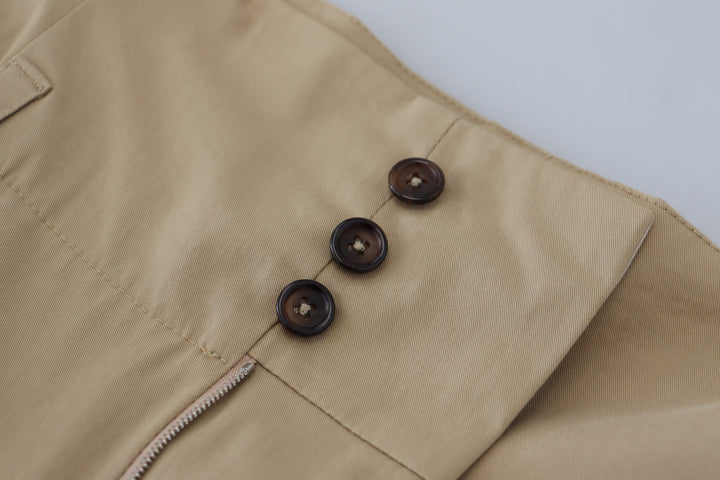 Braune, taillierte Hose aus Baumwolle mit hoher Taille