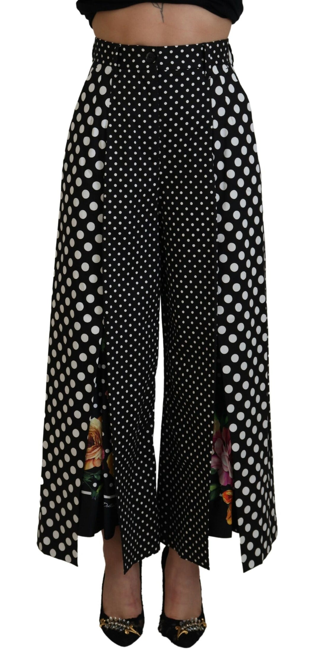 Dolce & Gabbana Elegante Polka Dot Hose mit hohem Taillenumfang