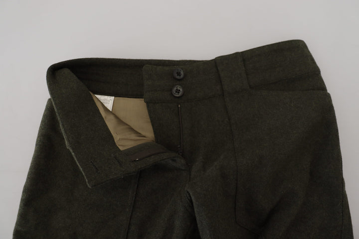 Elegant tapered trousers made of green wool blend