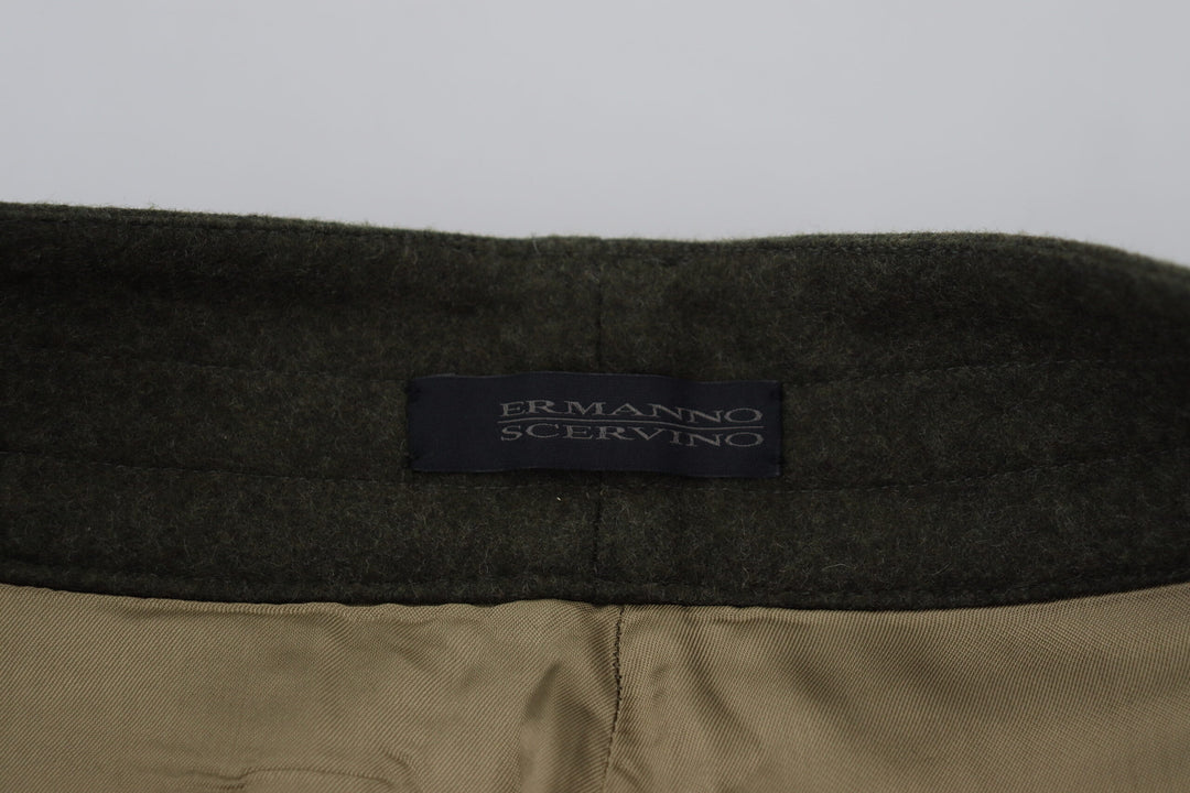 Elegant tapered trousers made of green wool blend