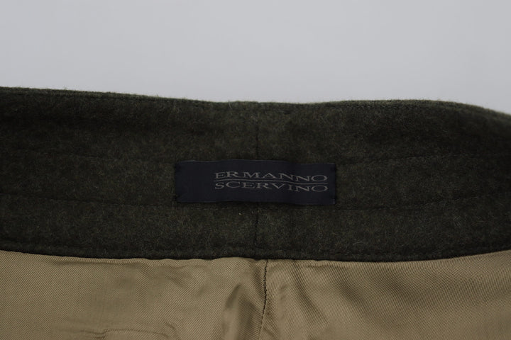 Elegant tapered trousers made of green wool blend