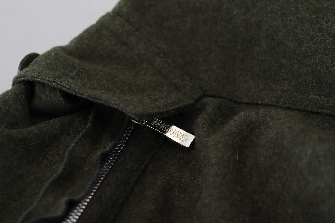 Elegant tapered trousers made of green wool blend