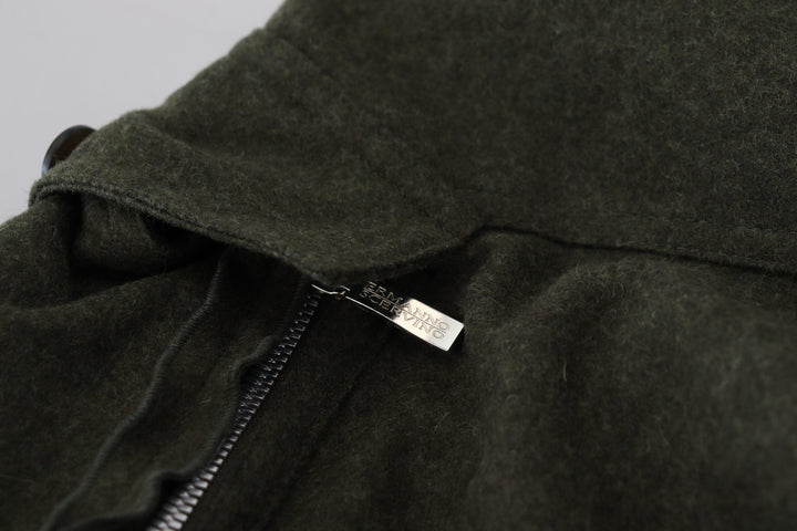 Elegant tapered trousers made of green wool blend