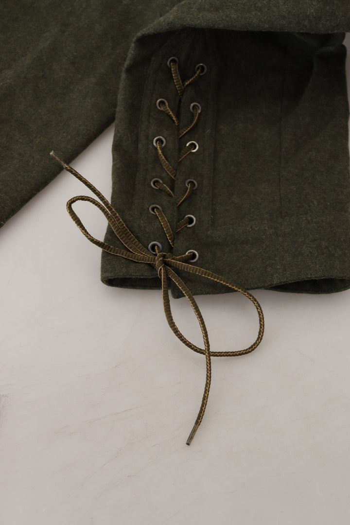 Elegant tapered trousers made of green wool blend