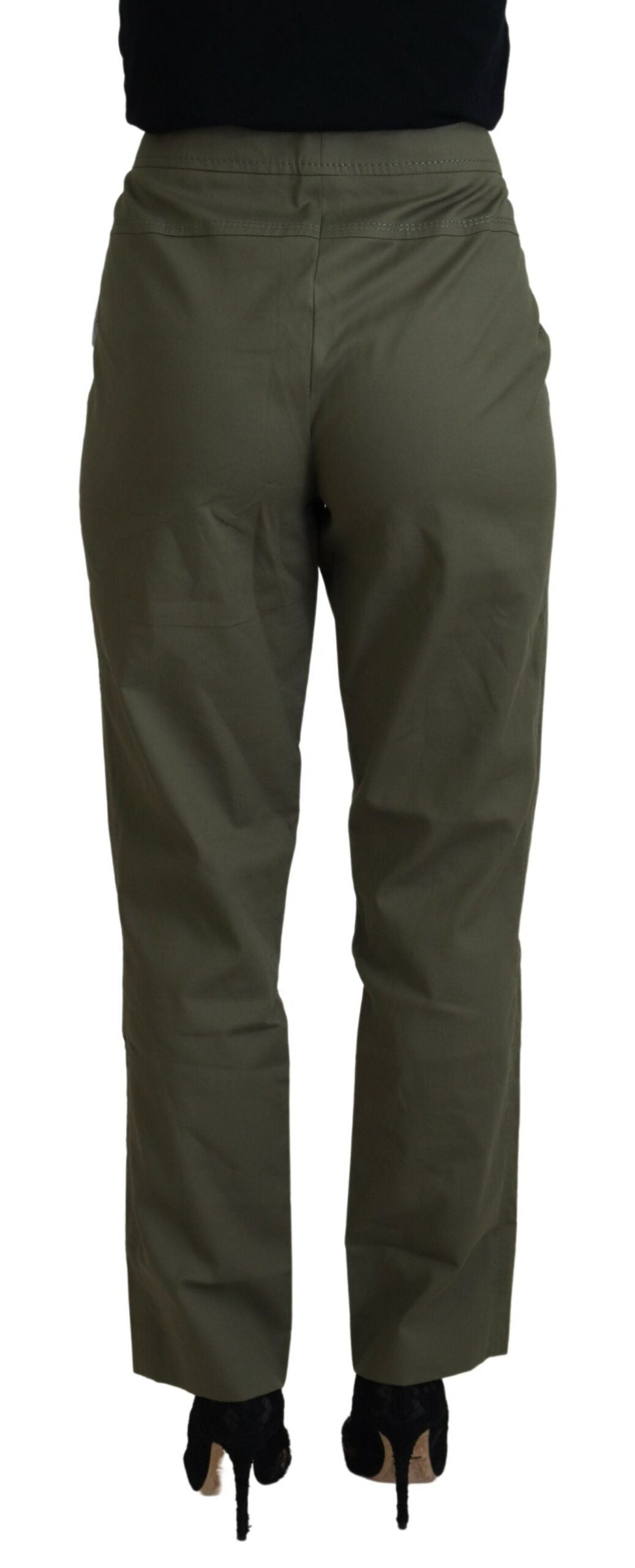Grüne Baumwolle High Waist Damen Tapered Pants