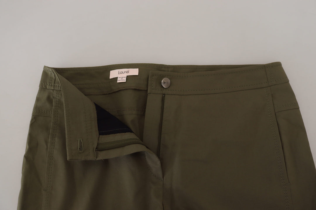 Grüne Baumwolle High Waist Damen Tapered Pants