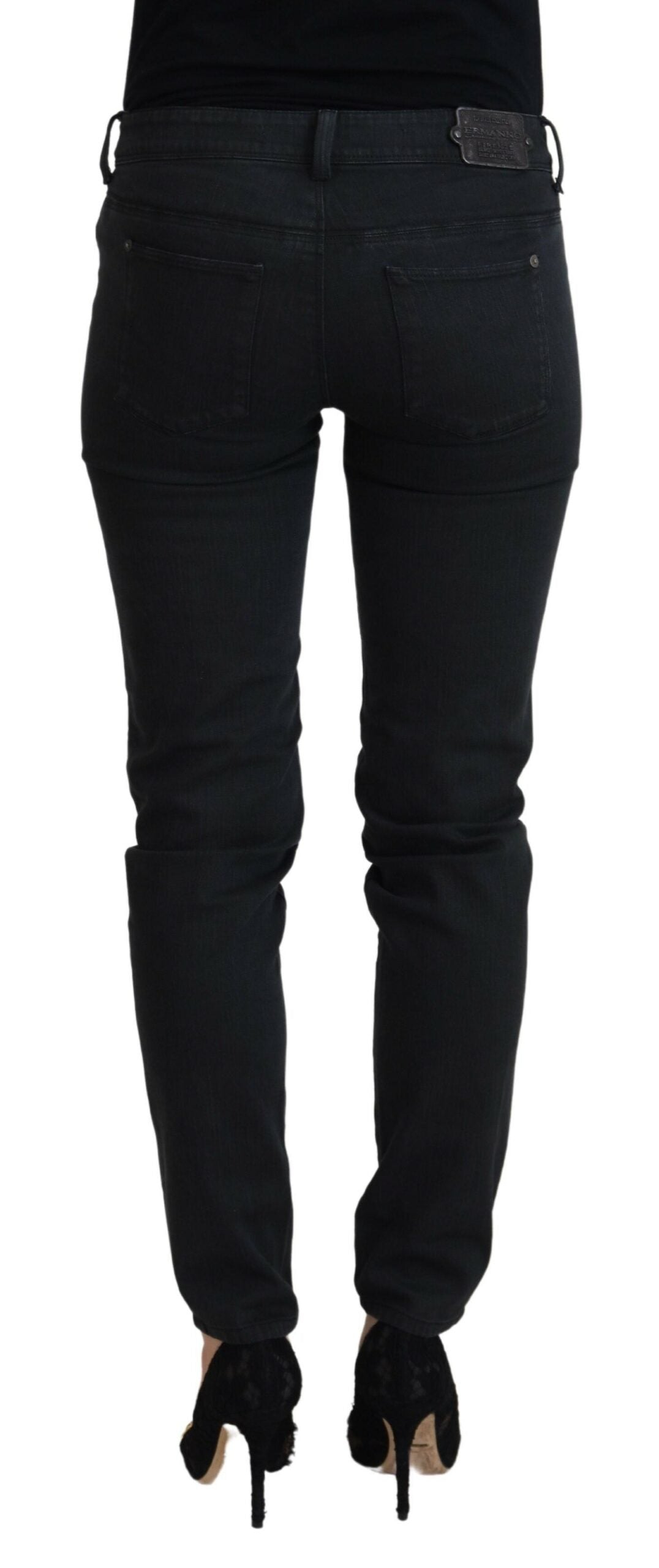 Schwarze Baumwolle Slim Fit Damen Denim Jeans