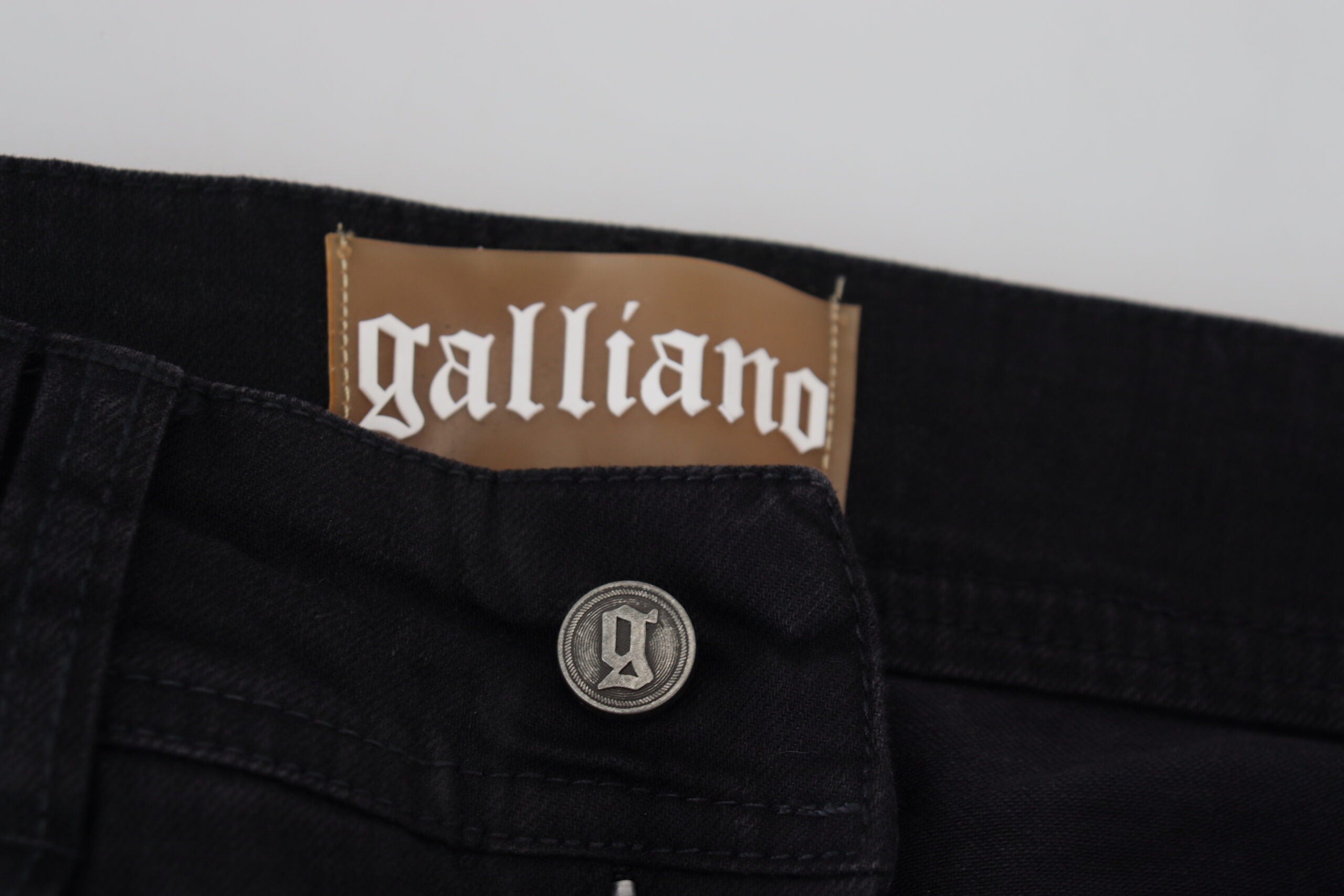 Schwarze Baumwolle Mid Waist Skinny Slim Fit Denim Jeans