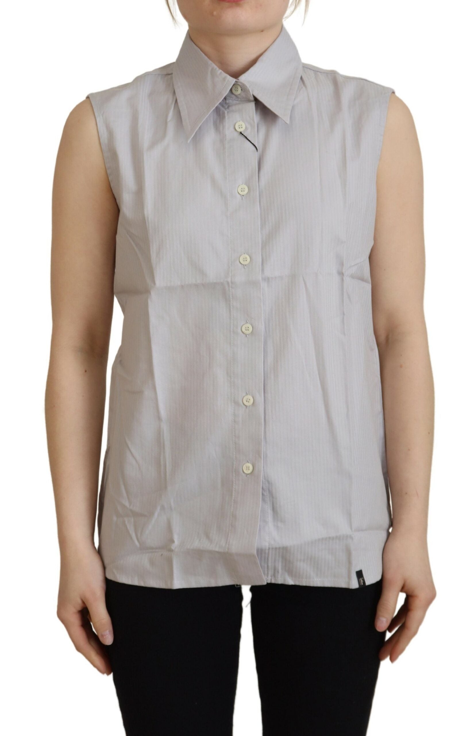 Elegant sleeveless cotton polo shirt