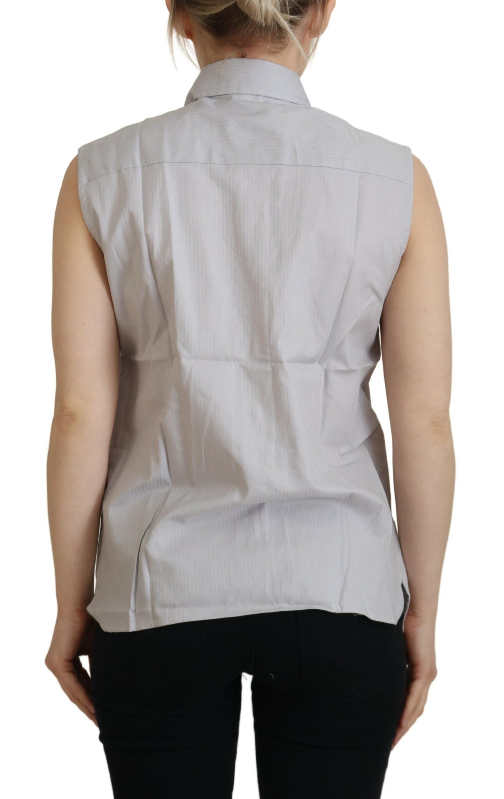 Elegant sleeveless cotton polo shirt